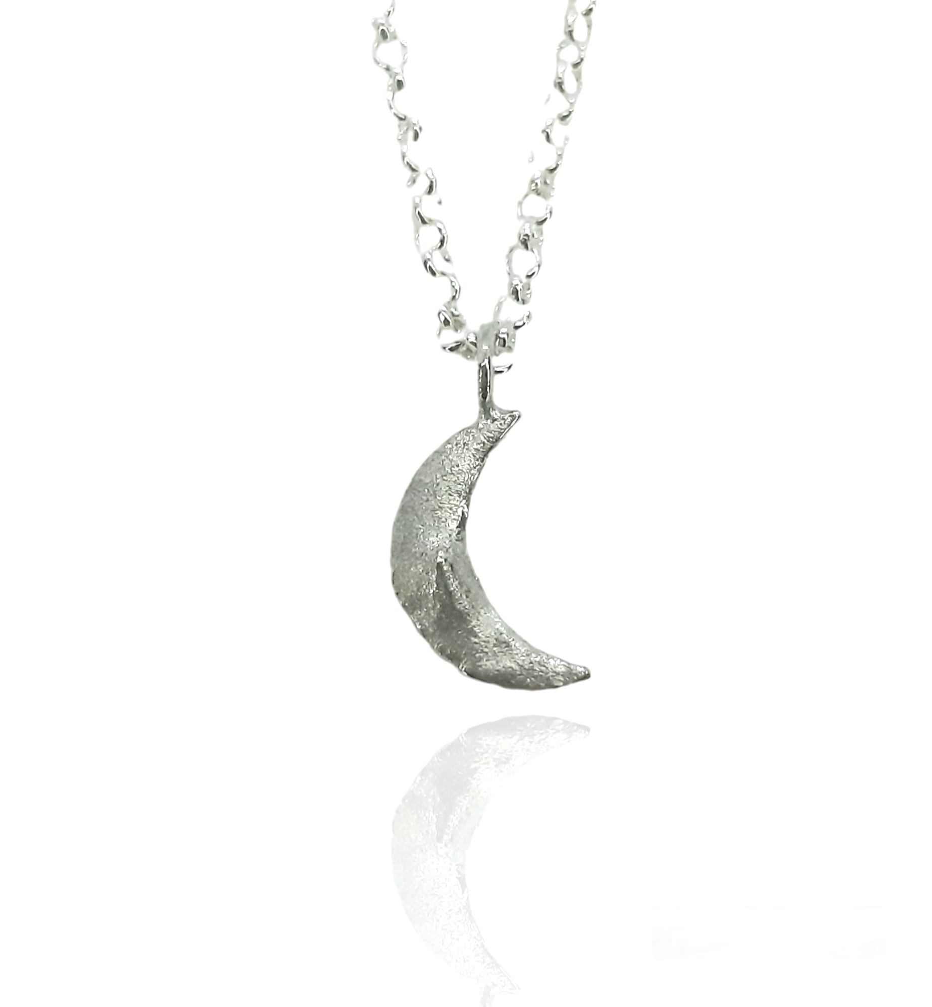 Molten Crescent Moon pendant - sterling silver necklace