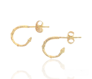Tiny Twig Hoops - 9k gold earrings