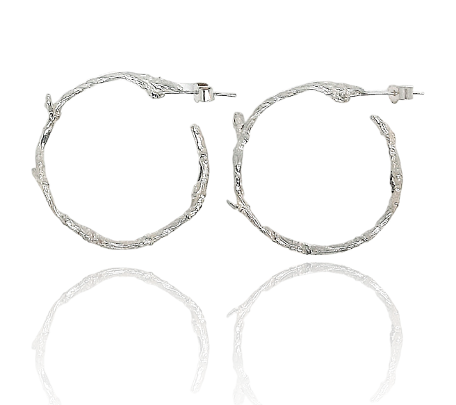 Lilac Twig Hoops - sterling silver earrings