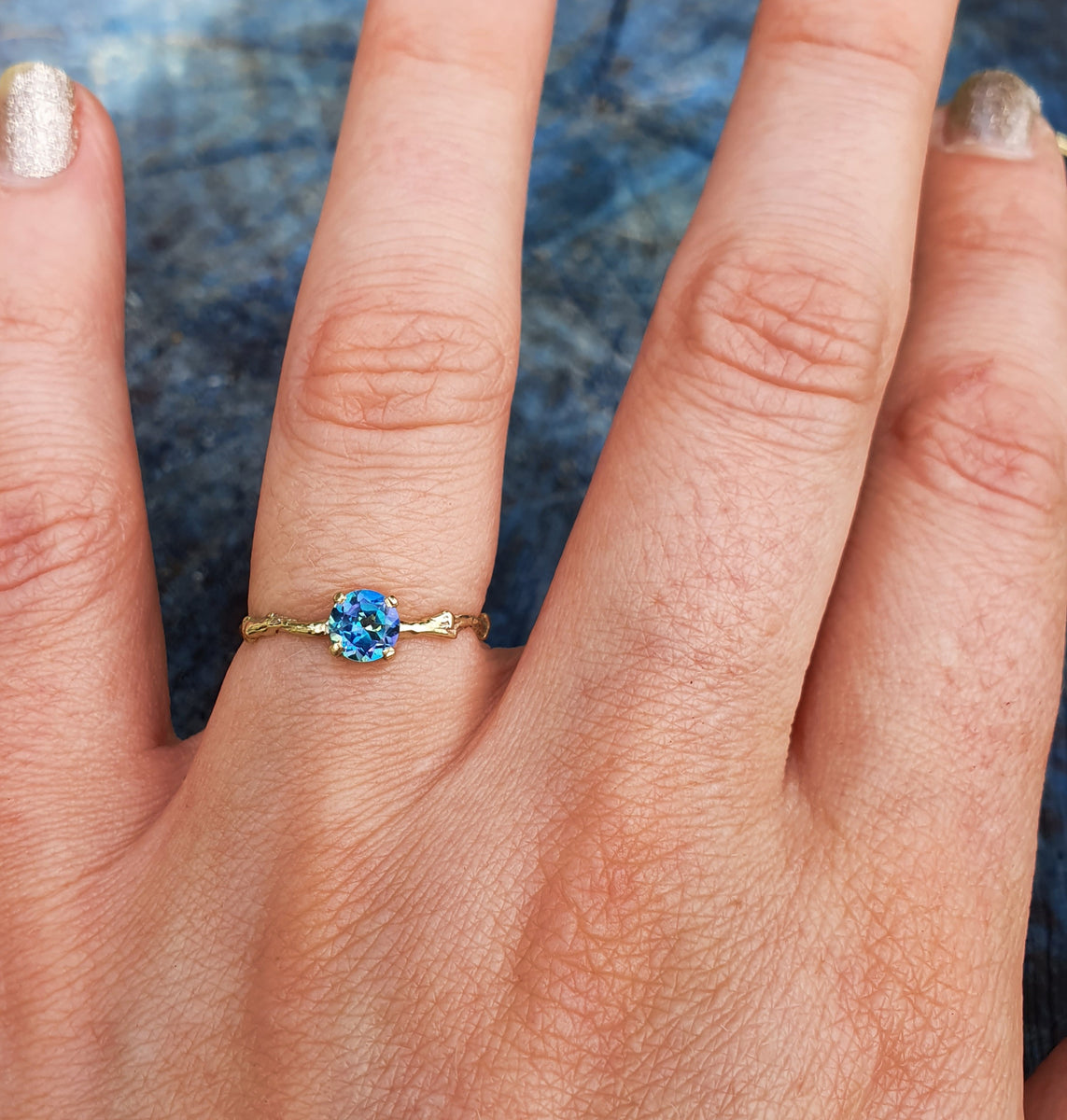 Twilight Twiglet Ring 9k gold topaz ring – PALE RAVEN JEWELLERY