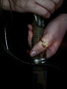 Grainne Mhaol Ring - Gold Plated sterling silver skull ring