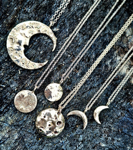 Molten Moon - sterling silver full Moon necklace