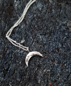 Molten Moon Crescent - sterling silver necklace