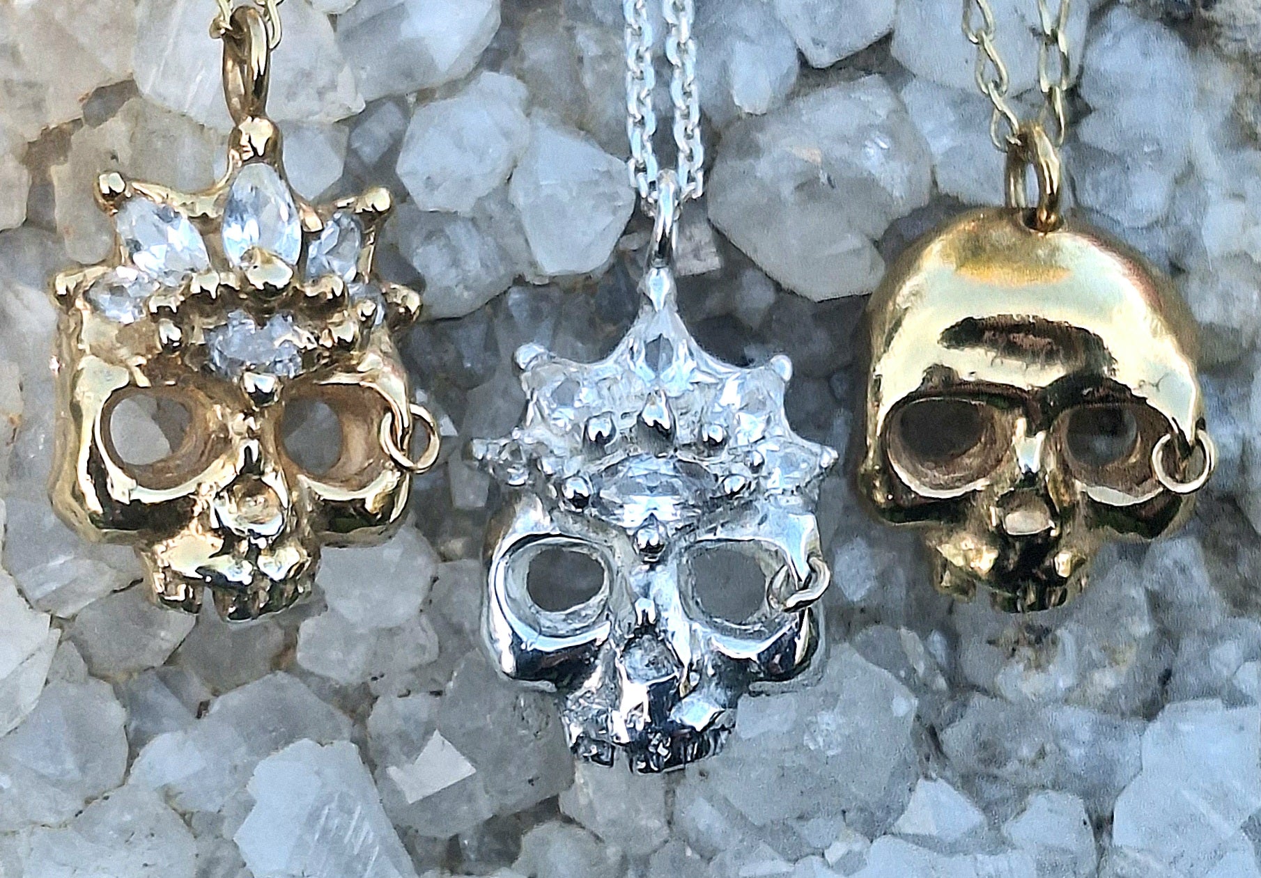 Grainne Mhaol Necklace - Gold Plated sterling silver skull necklace