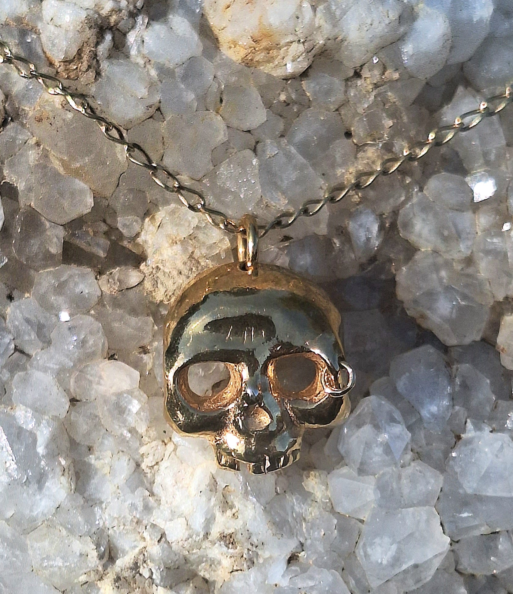 Grainne Mhaol Necklace - Gold Plated sterling silver skull necklace