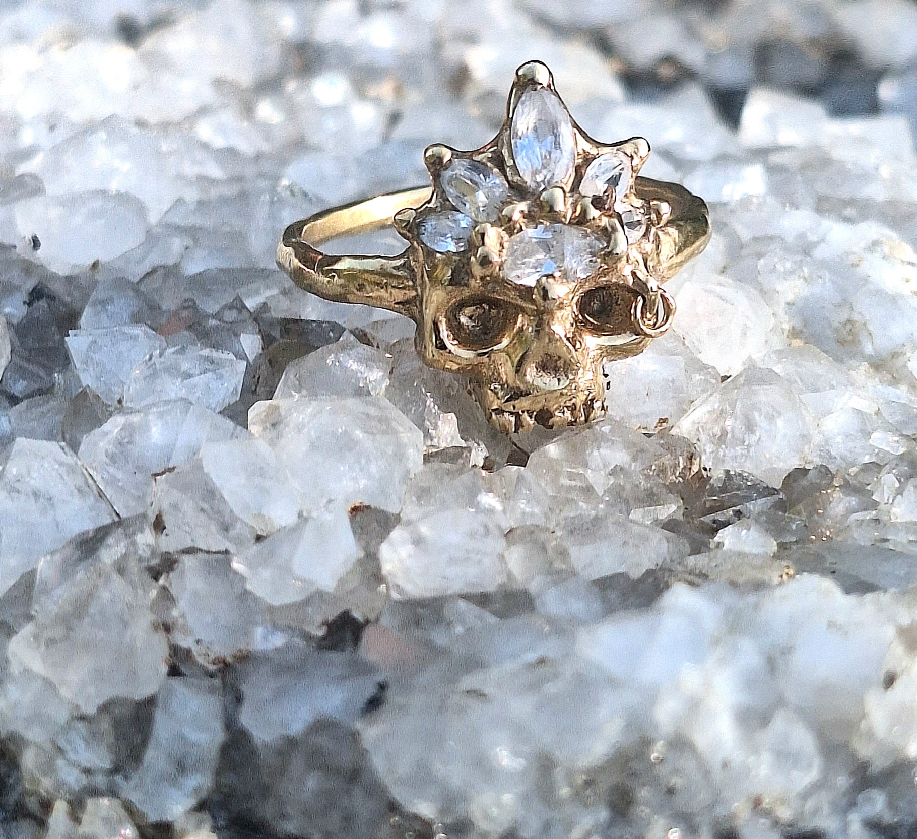 Pirate Queen - Gold plated sterling silver and lab sapphire ring