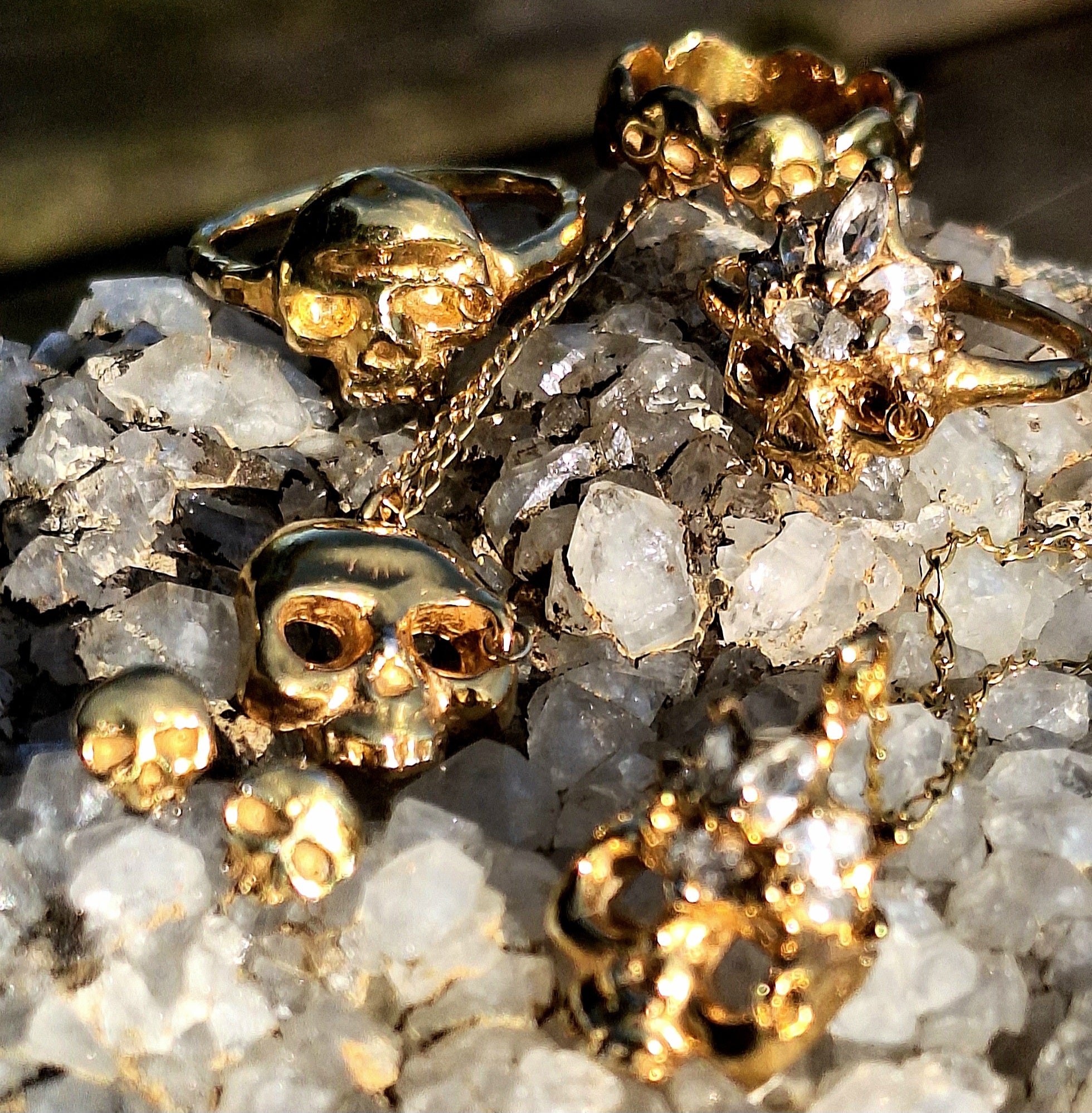 Grainne Mhaol Ring - Gold Plated sterling silver skull ring