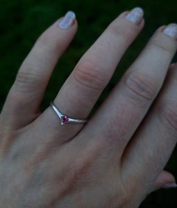 Love Fool - Sterling Silver and ruby wishbone ring