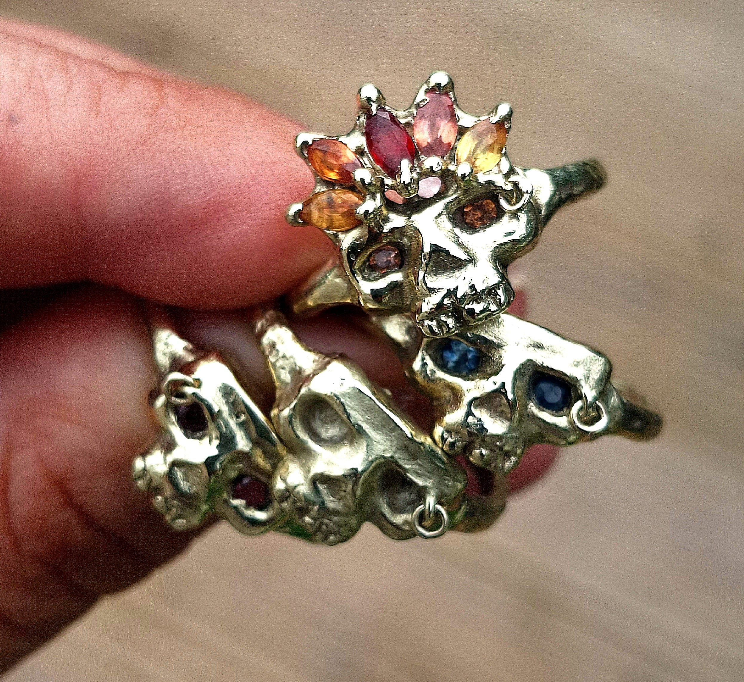 Fire Eye Skull Ring