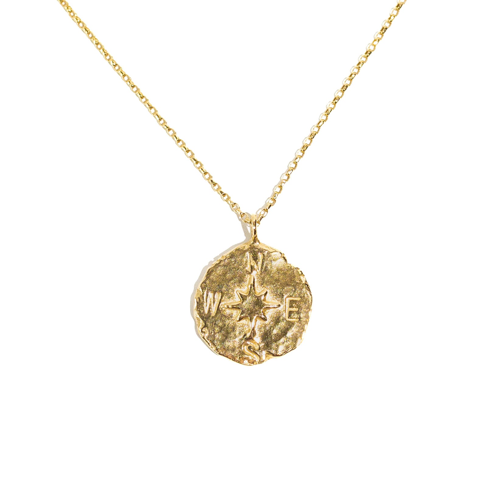 Compass Coin - 9k Gold Coin Necklace