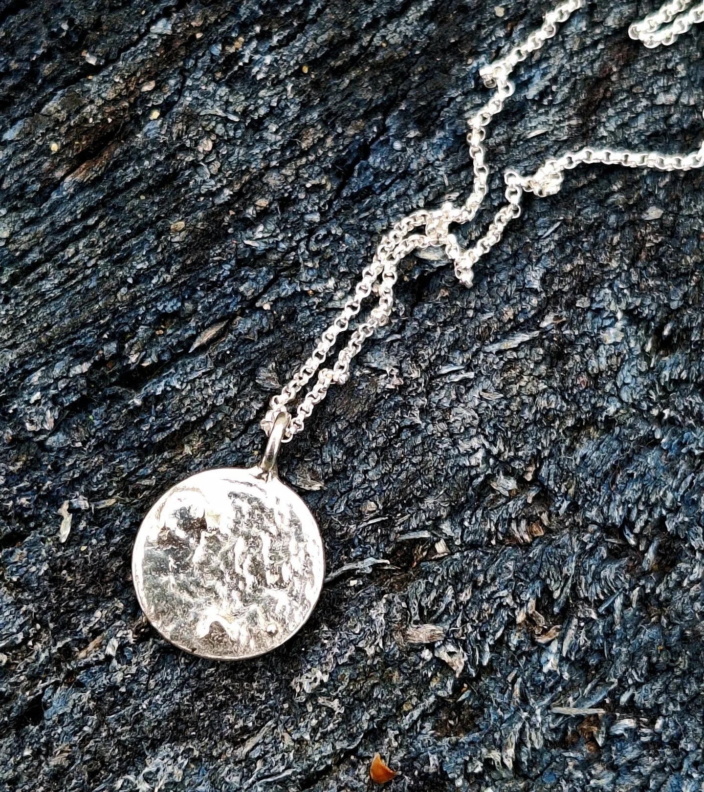 Molten Moon - sterling silver full Moon necklace