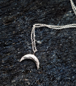 Molten Moon Crescent - sterling silver necklace