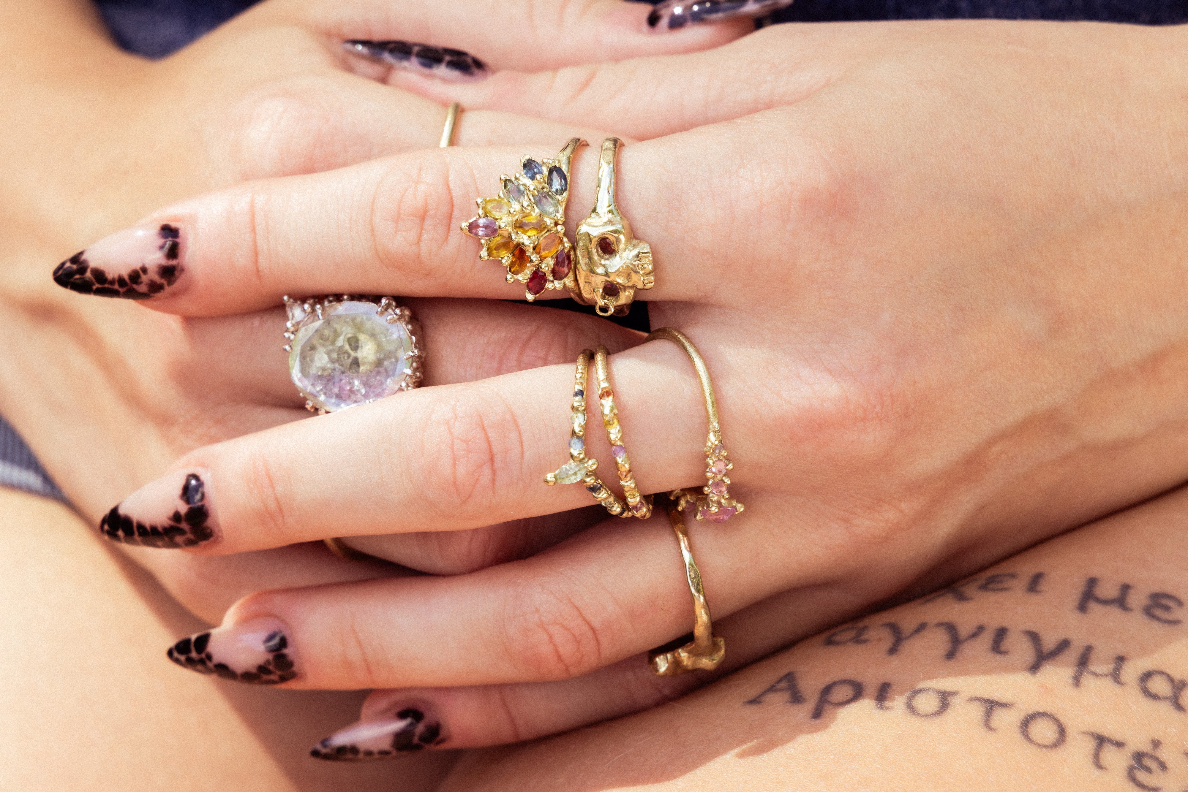 Queen of Hearts Crown - solid gold and multi sapphire crown ring