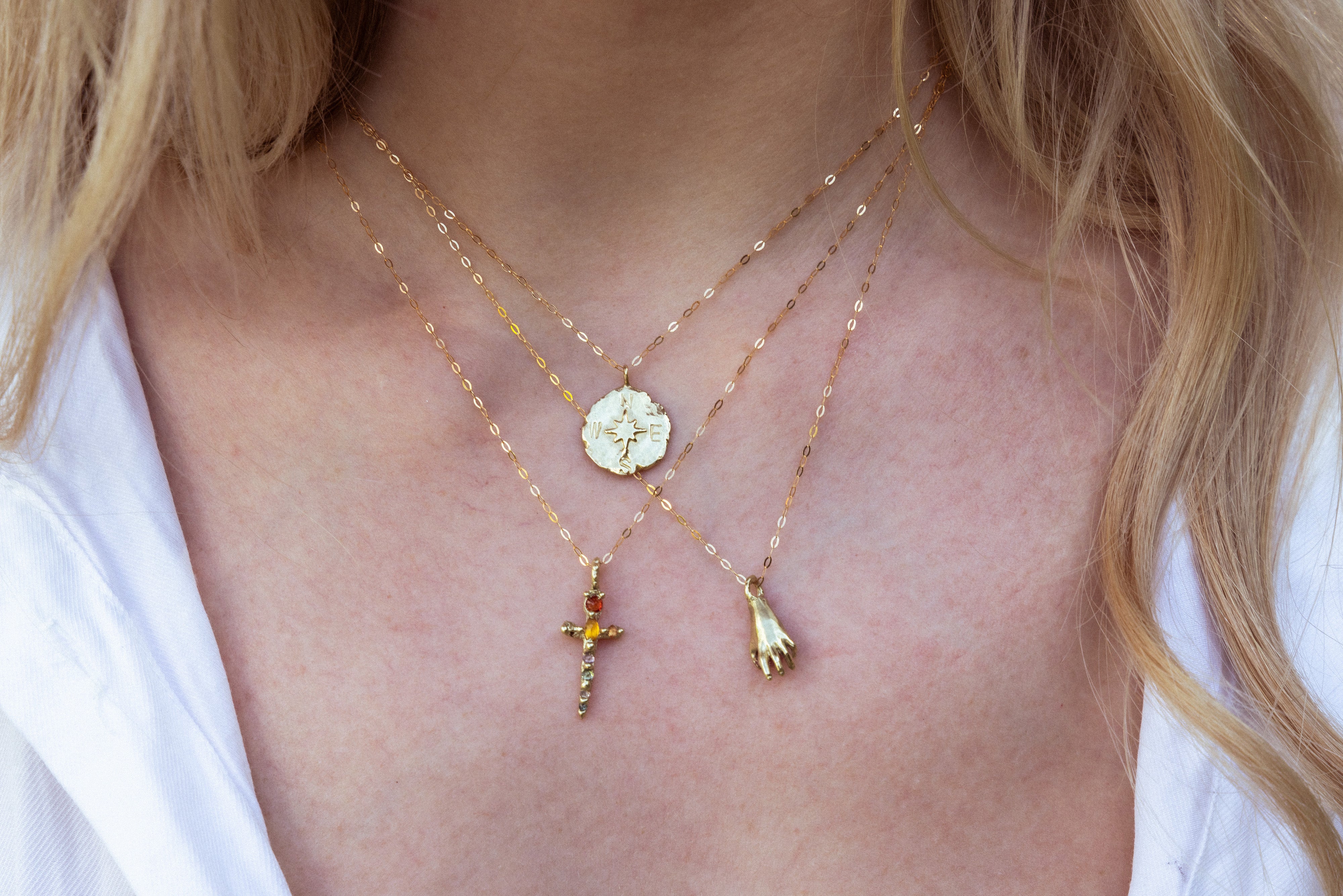 Compass Coin - 9k Gold Coin Necklace