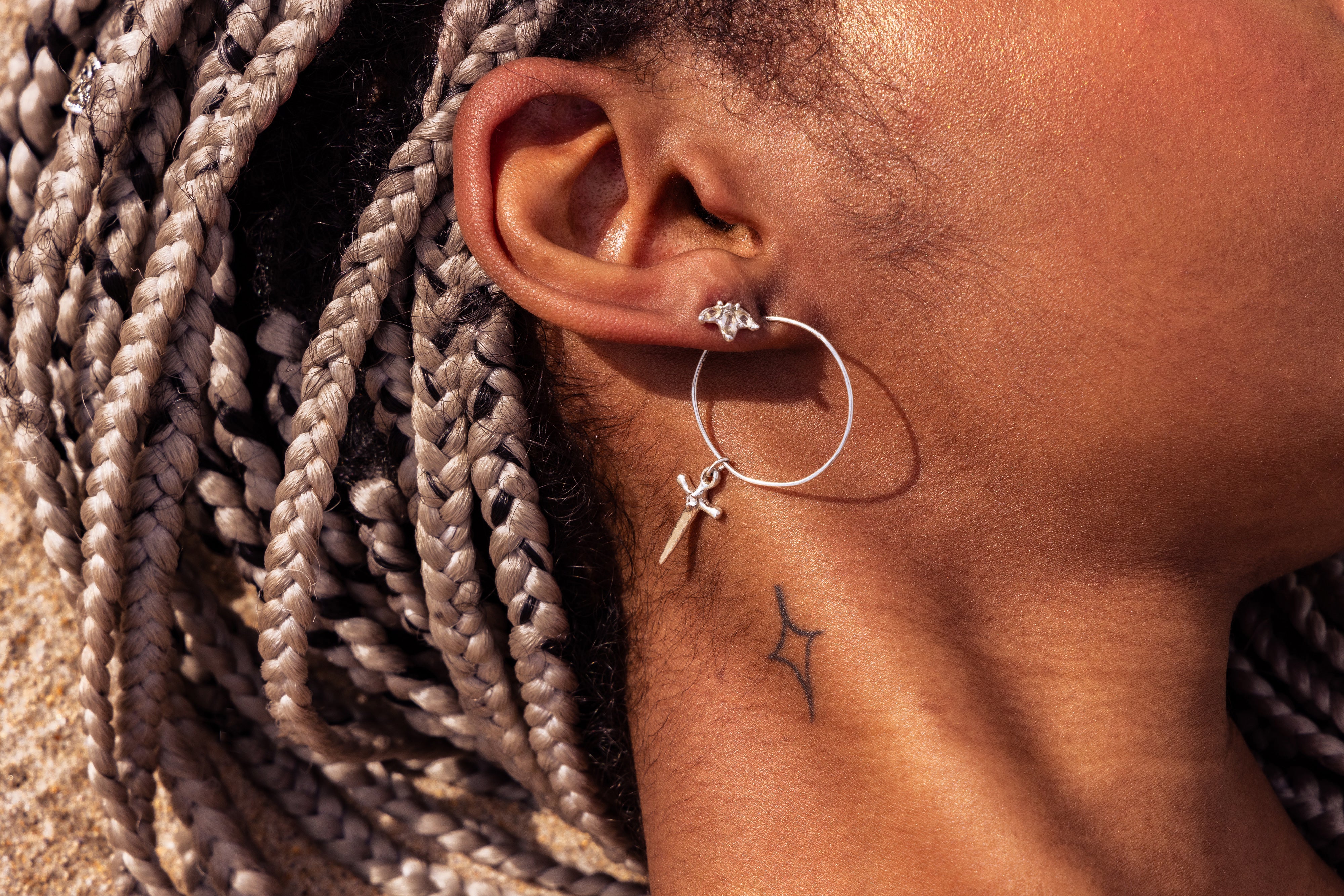 Live by the Sword - Sterling Silver Hoops