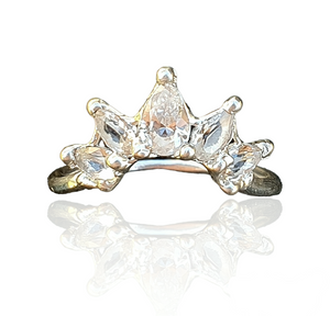 Astrid Crown Ring - Sterling silver and lab grown sapphire crown ring