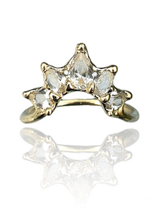 Astrid Crown Ring - 9k gold and white lab grown sapphire ring
