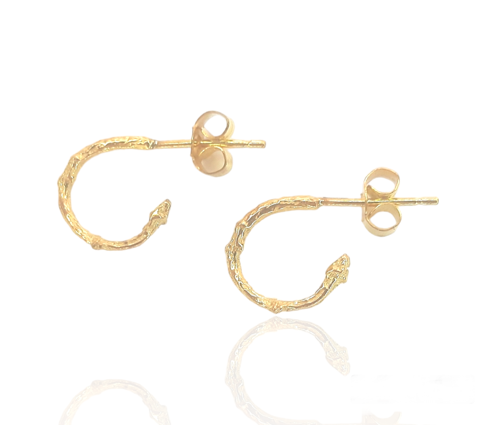 Tiny Twig Hoops - 9k gold earrings