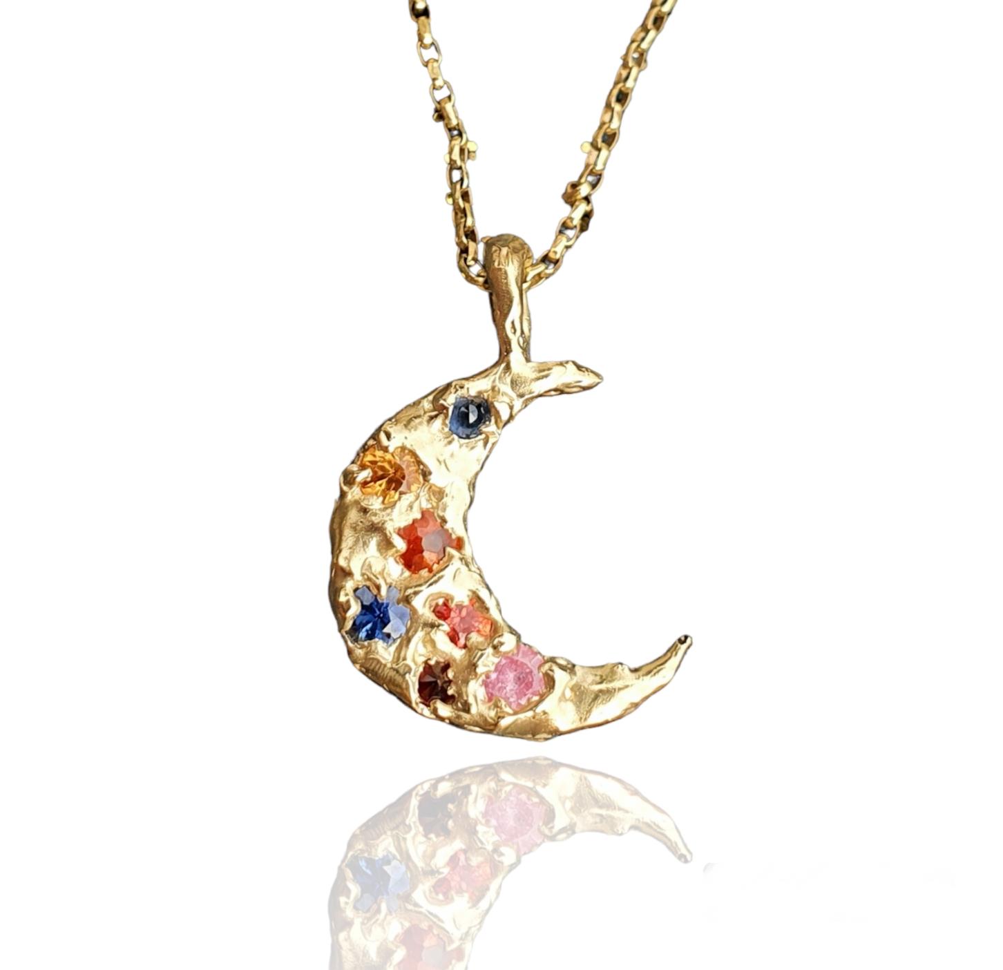 Moon Child Eri - Gold, ruby and sapphire pendant necklace