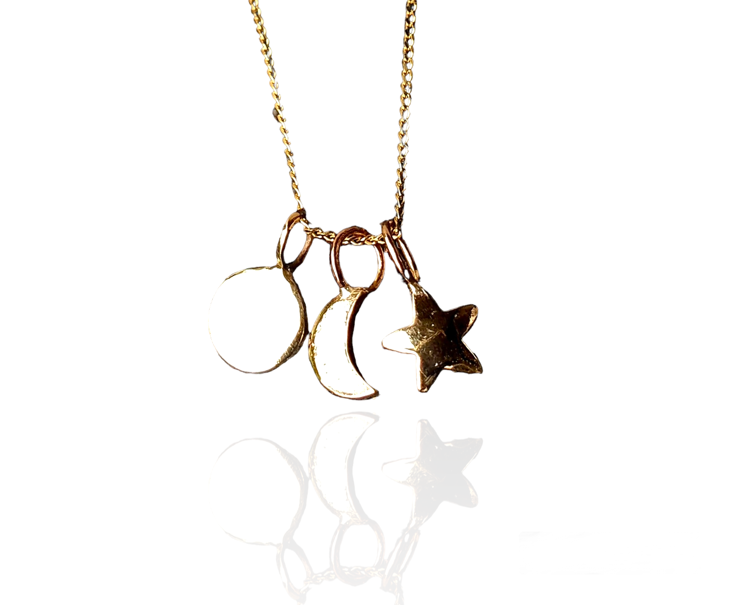 You are my Sun, Moon and Star charm necklace - 9k gold necklace