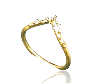 Stardust Wishbone Ring - 9k gold wishbone ring