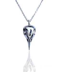 The Morrigan - Sterling silver Raven Skull pendant