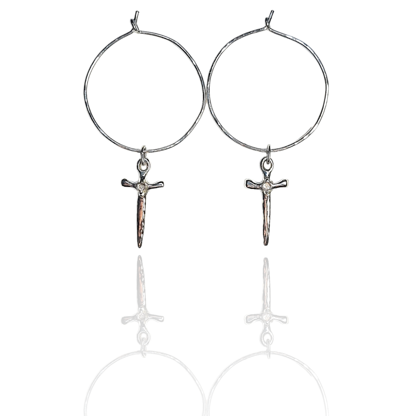 Live by the Sword - Sterling Silver Hoops