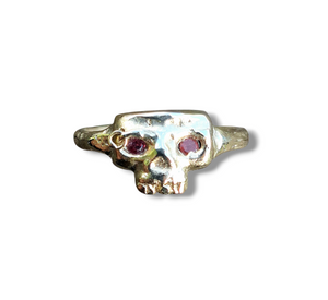 Fire Eye Skull Ring