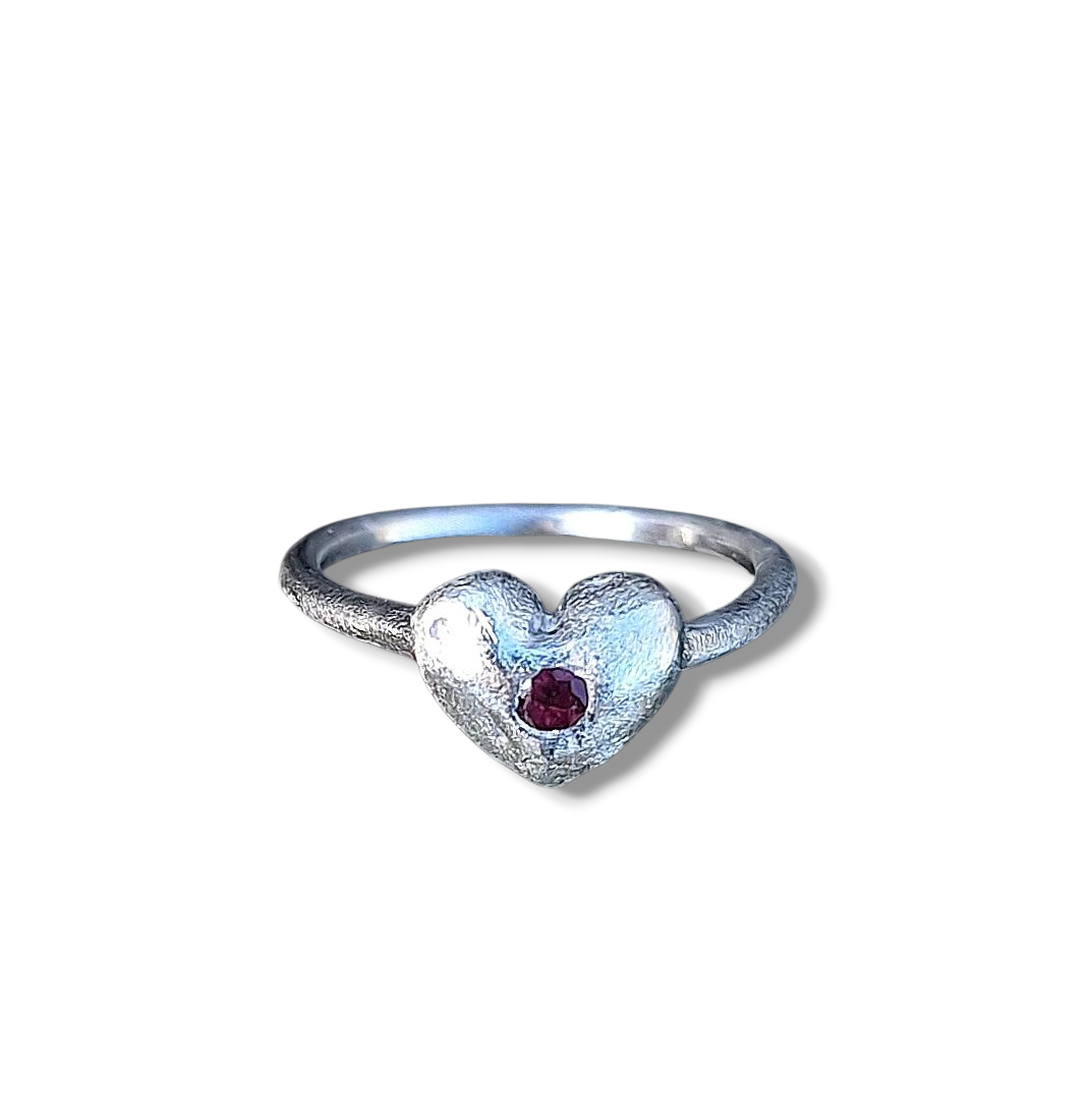 Molten Heart - sterling silver and ruby ring