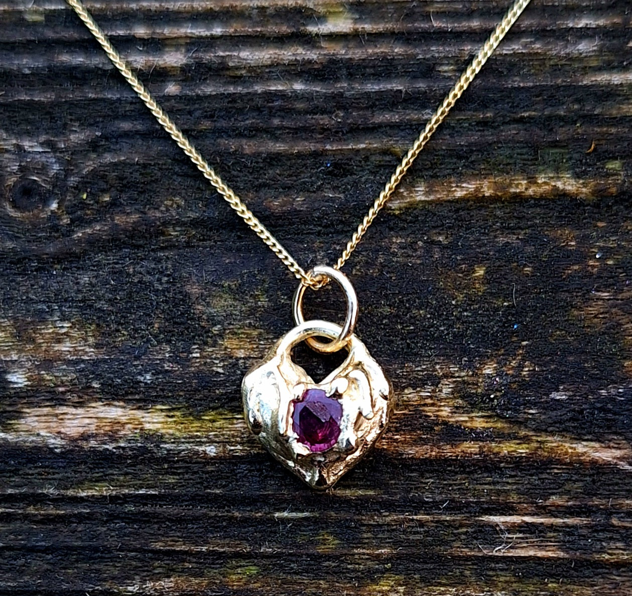 Molten Heart - 9k gold ruby necklace