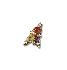 Starburst Earring - Solid gold, ruby and sapphire single ear stud