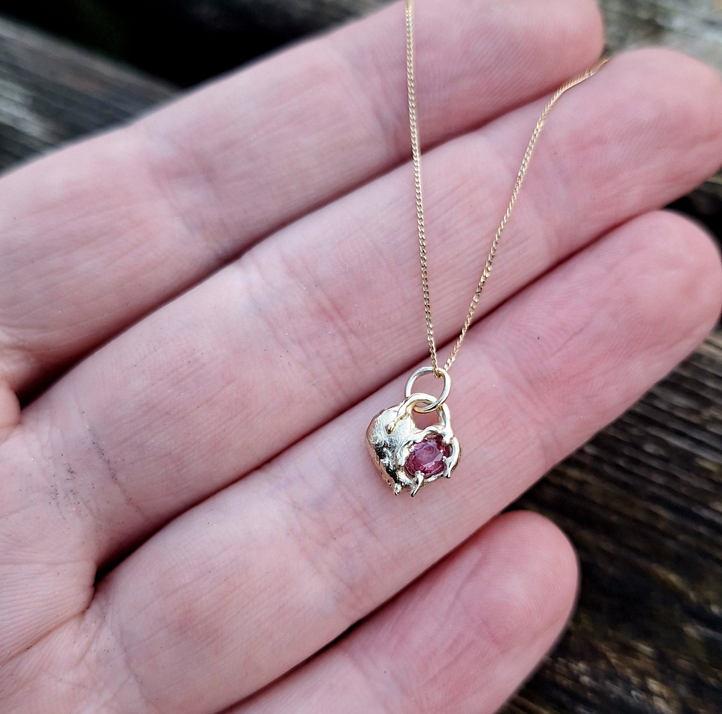 Molten Heart - 9k gold ruby necklace