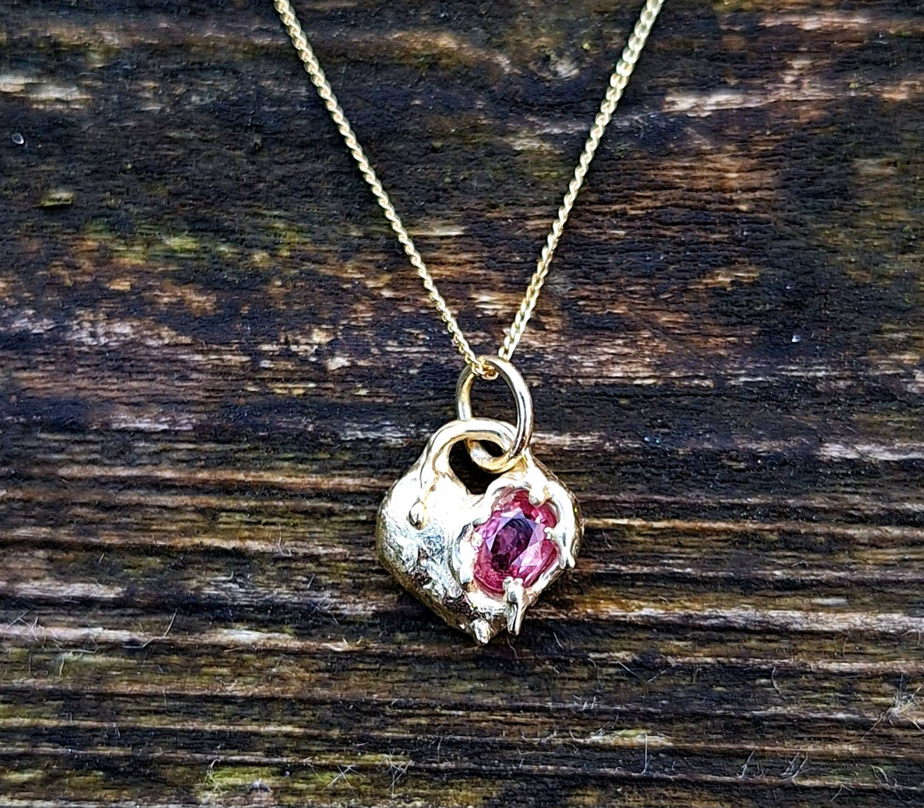 Molten Heart - 9k gold ruby necklace