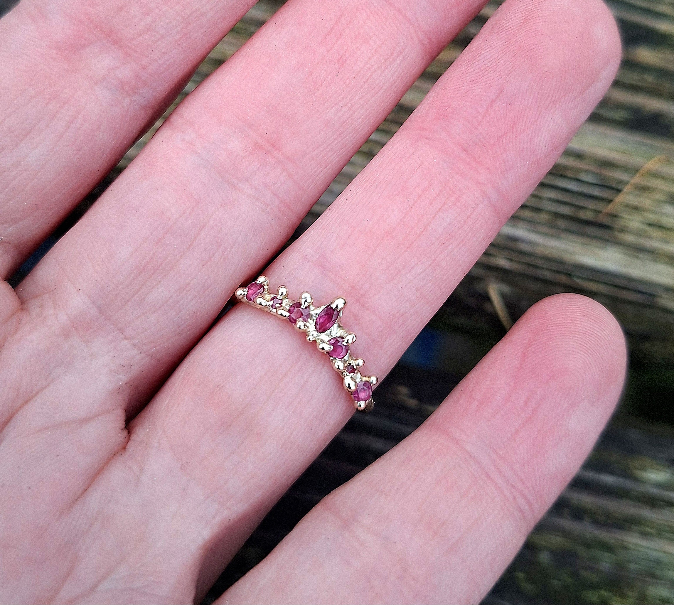 As You Wish - 9k gold and ruby wishbone ring