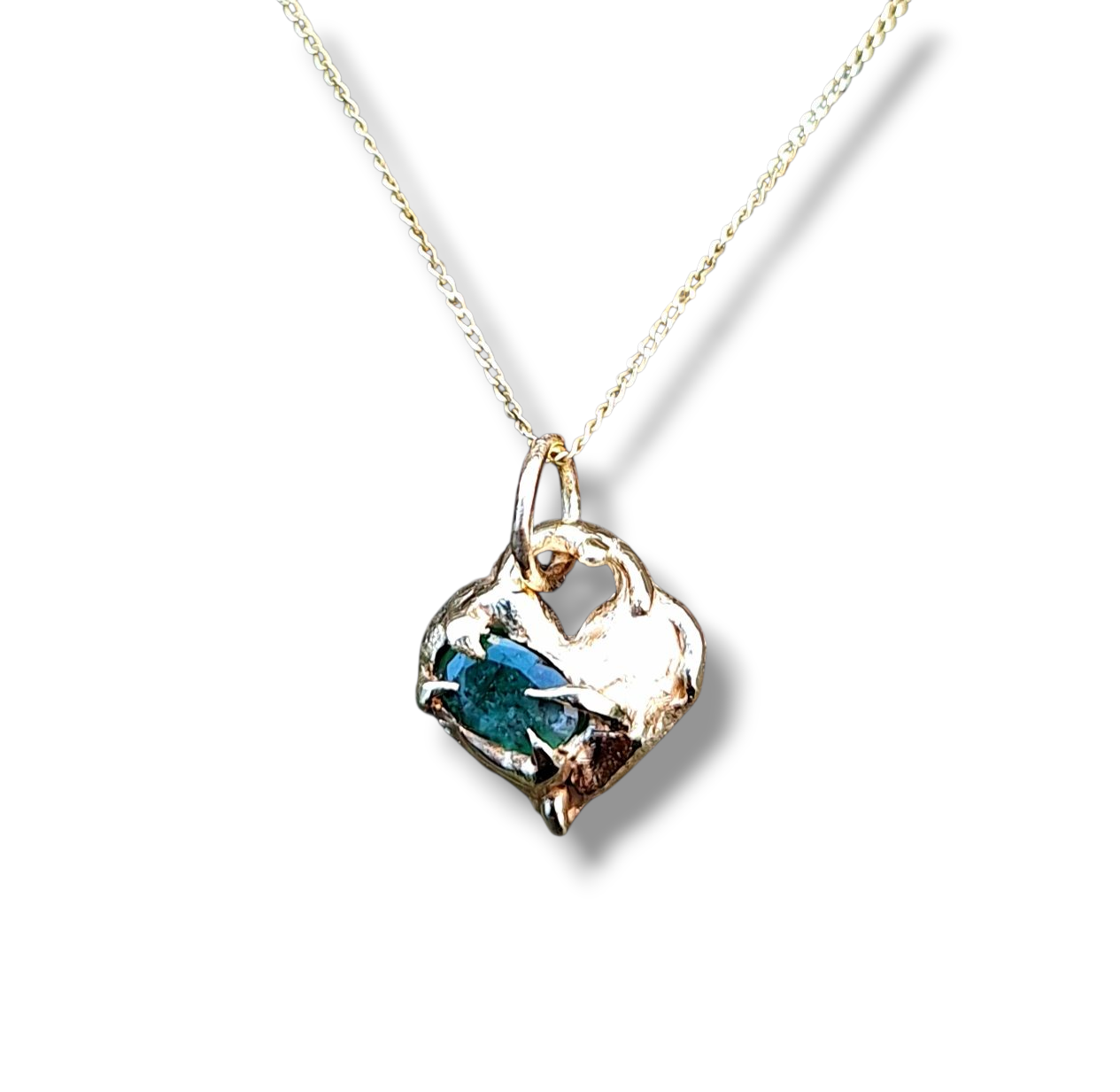 Molten Heart - 9k gold emerald necklace