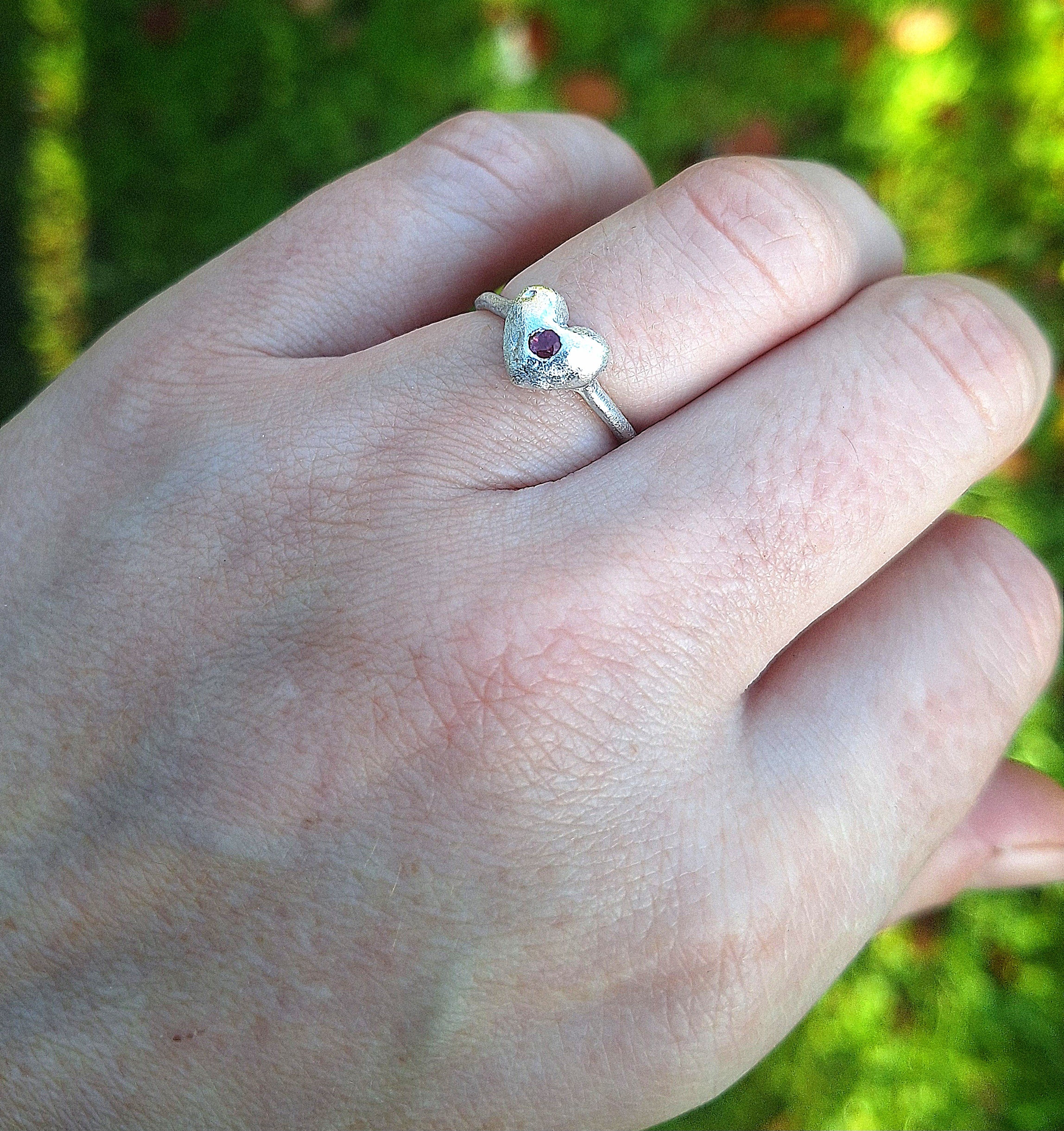 Molten Heart - sterling silver and ruby ring