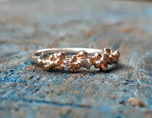 Stardust Ring - 9k and sterling silver diamond ring