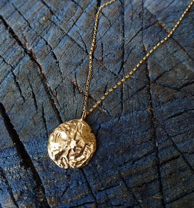 Compass Coin Necklace - 9k gold pendant necklace