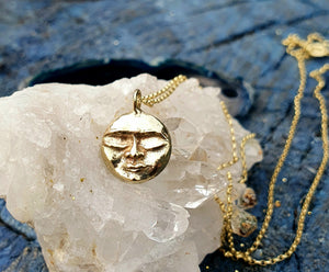 Sun Goddess pendant - 9k gold necklace