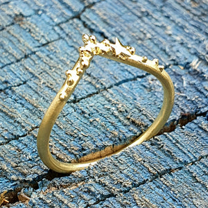 Stardust Wishbone Ring - 9k gold wishbone ring