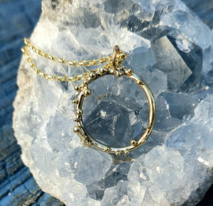 Stardust Circle Pendant - 9k gold pendant necklace