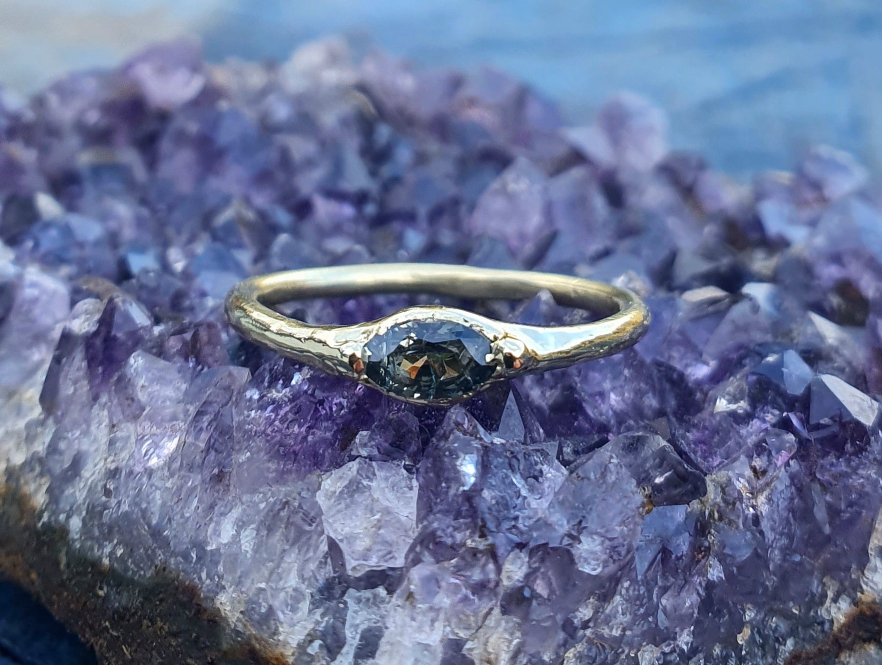 Chandra's Eye - 9k gold and blue sapphire ring