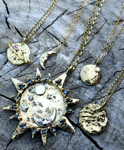Starry Starry Night - 9k gold, silver and sapphire necklace