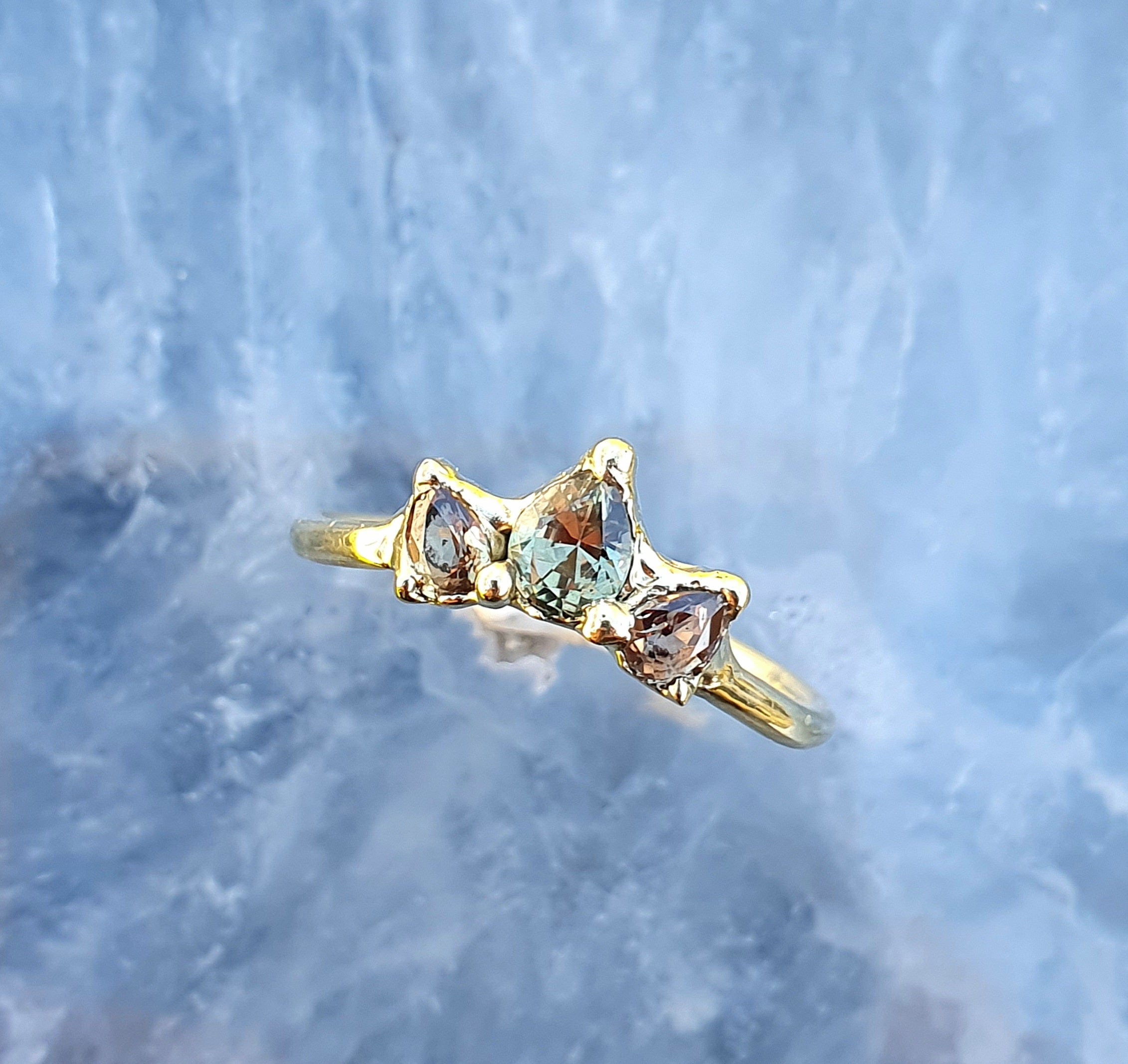 Elara Crown Ring - 9k gold and sapphire ring