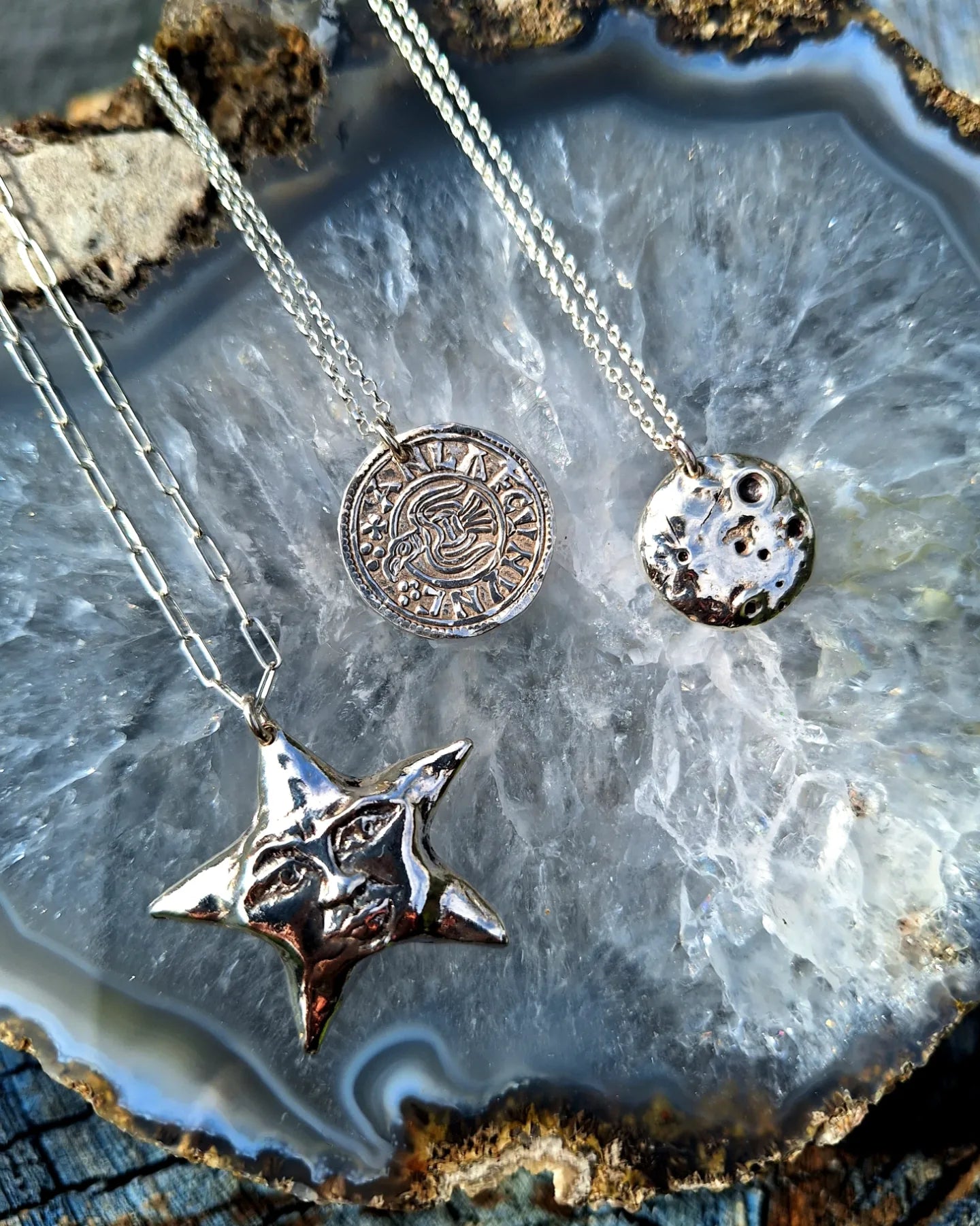 Molten Moon - Sterling Silver Moon Necklace